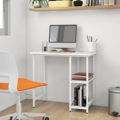 vidaXL Birou de calculator, alb, 80x40x72 cm, MDF și metal