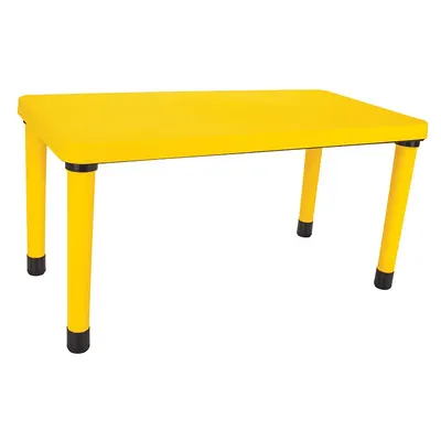 Masuta pentru copii interiorexterior Pilsan Happy Table Galben 120x60cm pentru lectiiactivitati,capacitate 4 copii,plastic rezistent,colturi rotunjite,picioare antiderapante,utilizare acasagradinitecreseafterschool