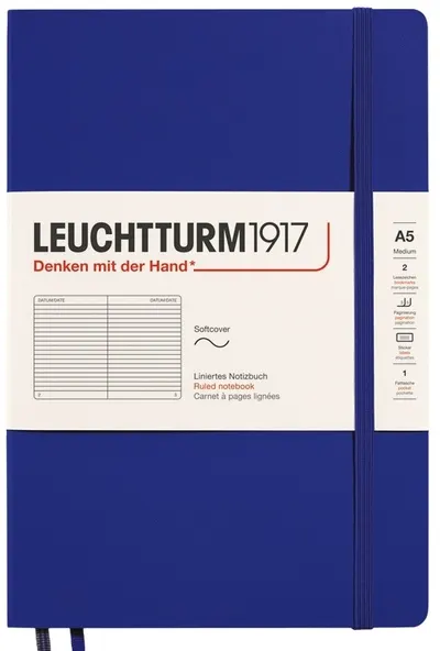 Caiet Leuchtturm1917 New Colours - A5, liniat, Ink, copertă moale