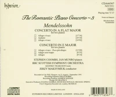 Mendelssohn: The Concertos For 2 Pianos | Stephen Coombs, Ian Munro, BBC Scottish Symphony Orchestra, Jerzy Maksymiuk