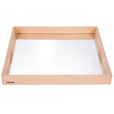 Tava mare din lemn cu oglinda acrilica, 500 x 435 x 50 mm, pentru activitati senzoriale