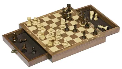 Joc clasic Goki - Sah pentru copii, magnetic cu sertare