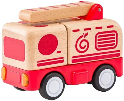 Jucărie din lemn Woodyland - Camion de pompieri cu sunet și lumină