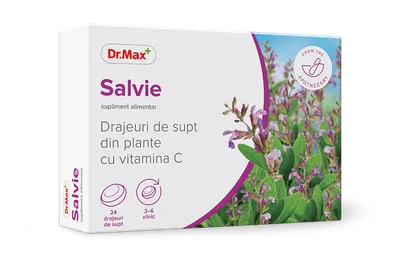 Dr. Max Drajeuri din plante cu salvie si vitamina C, 24 drajeuri