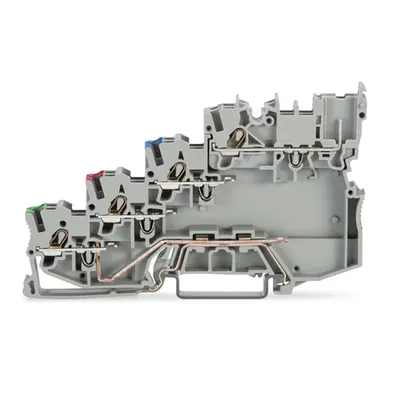 4-conductor sensor terminal block; for PNP (positive) switching sensors; with ground contact; 1 mm²; Push-in CAGE CLAMP®; 1,00 mm²; gray