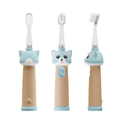Periuta de dinti electrica Vitammy ePUPPY Bleu pentru copii 0-6 ani, cu lumina LED, 24.000 de miscari sonice pe minut, 2 capete periuta incluse, 2 moduri de functionare si timer
