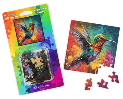 Puzzle mic din lemn - Animale - Pasarea Colibri 1