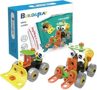 Set de constructie Hoogar - Tractor si stivuitor, 46 piese