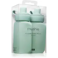 Mushie Silicone Puree Pouch recipiente din silicon reutilizabile pentru piure Cambridge Blue 2 buc