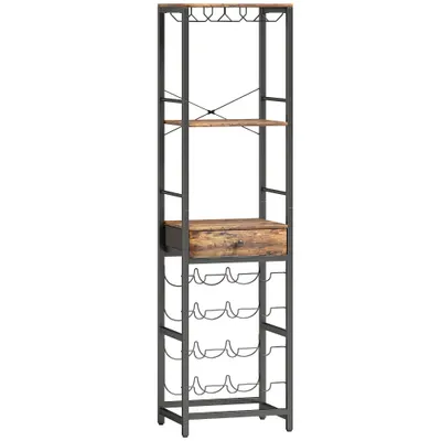 HOMCOM Dulap de Bar, Mobilier de Bar cu Sertar și Suport pentru Pahare, Maro Rustic | Aosom Romania
