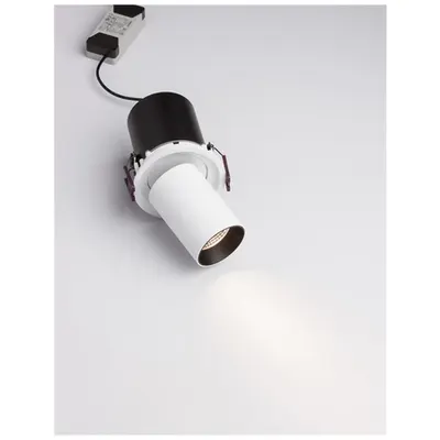 Spot PIN Alb & Negru Aluminiu , Adjustable 12 Wat 720Lm 3000K IP32, Driver Included