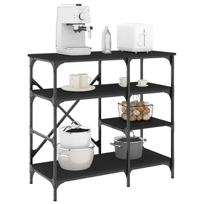 vidaXL Raft pentru brutărie negru 90x40x84 cm lemn și metal prelucrat