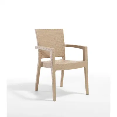 Scaun de gradina PARIS, model ratan, cappuccino, 62x57x88cm
