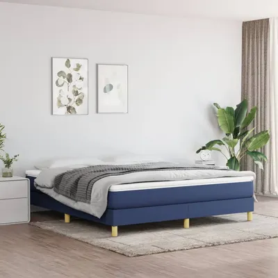vidaXL Cadru de pat cu arcuri, albastru, 160x200 cm, textil