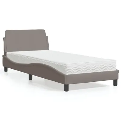 vidaXL Pat cu saltea, Dover, gri taupe, 90x190 cm, textil