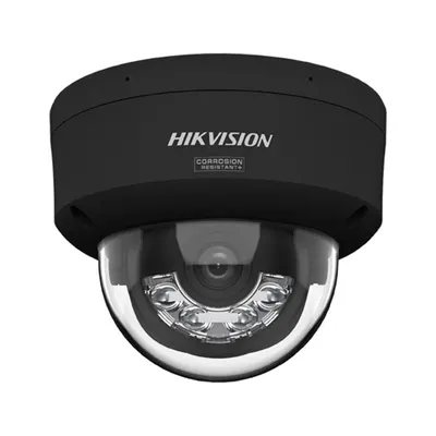 Camera supraveghere IP Dome cu iluminare duala Hikvision ColorVu DS-2CD2147G3-LIS2UY/BK, 4 MP, 2.8 mm, IR/lumina alba 30 m, microfon dual si difuzor, slot card, anti-coroziune, PoE, negru