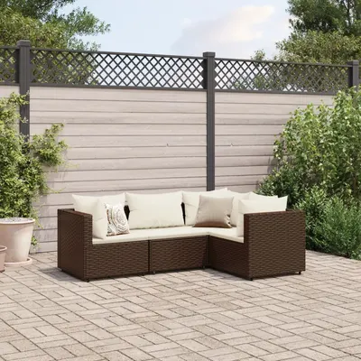 Gossi set mobilier de gradina cu perne, 4 piese, maro, poliratan