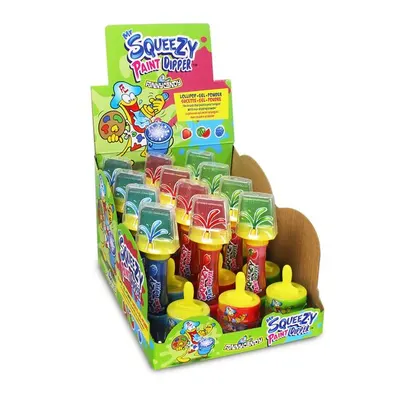 Funny Candy -Acadea Paint Dipper cu Lichid și Pudră Acrișoară – 60g, 3 Arome, Vopseste Limba!, set 12 bucati Engros