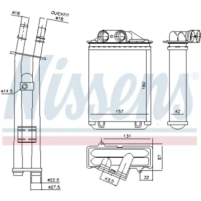 Schimbator caldura, incalzire habitaclu NISSENS 73974