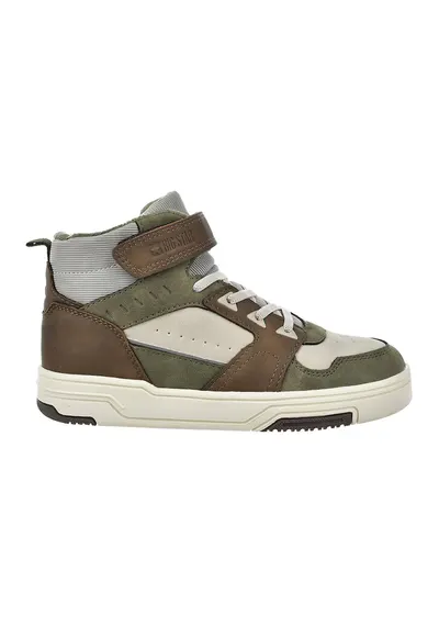 Pantofi sport high-cut cu velcro - Maro/Bej/Kaki