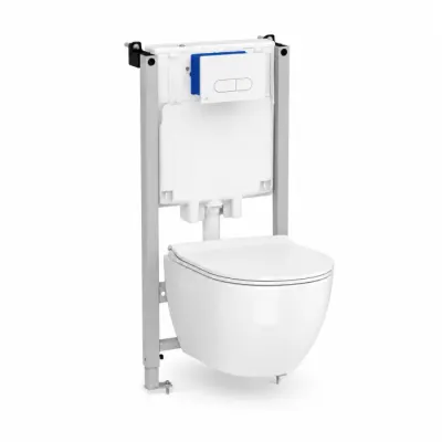 Set vas WC suspendat Cersanit Urban Harmony CleanOn cu capac Soft Close, rezervor incastrat Ideal Standard ProSys si clapeta Oleas M1