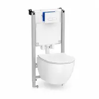 Set vas WC suspendat Cersanit Urban Harmony CleanOn cu capac Soft Close, rezervor incastrat Ideal Standard ProSys si clapeta Oleas M1