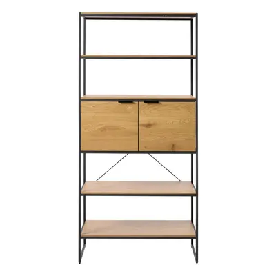 Bibliotecă în culoare naturală cu aspect de lemn de stejar 90x190x40 cm Cesura – Unique Furniture