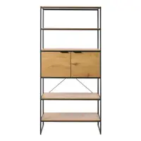 Bibliotecă în culoare naturală cu aspect de lemn de stejar 90x190x40 cm Cesura – Unique Furniture
