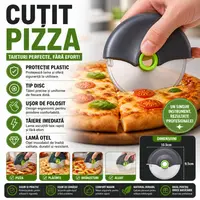 Cutit pentru taiat pizza, tip disc, cu protectie