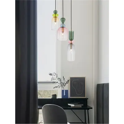 Lampa suspendata MURANO Nisipiu Auriu Metal Glossy Deschis & Inchis Verde Albastru Gri Roz & Portocaliu Sticla LED E14 3x5 Wat 230 Volt IP20 Fara bec