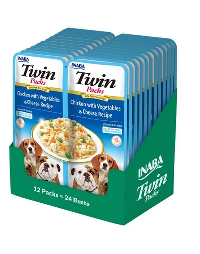 INABA Dog Twin plic pentru caini 24x40 g pui, legume si branza