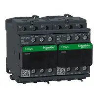 Contactor inversor, TeSys Deca, 3P(3NO), AC-3, <=440V, 18A, bobina 24V CC, cu interblocare mecanica si electrica, terminale cu surub