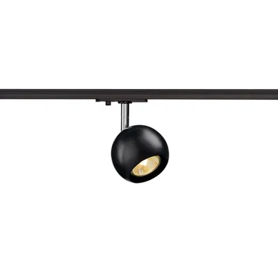 Iluminat decorativ pe sina, LIGHT EYE ® 90 Traseele GU10, QPAR51 negru, negru / crom, max. 50W, inclusiv. adaptor 1 faza, negru