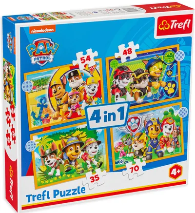 Puzzle Trefl 4 în 1 - Vacanță Paw Patrol