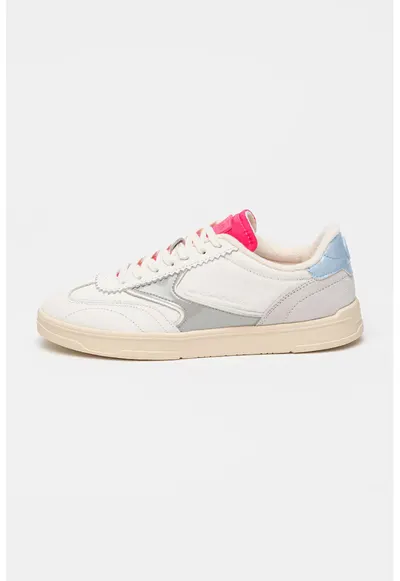 Pantofi sport low-cut din piele - Alb/Gri