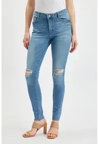 Blugi slim-fit din denim - Albastru deschis