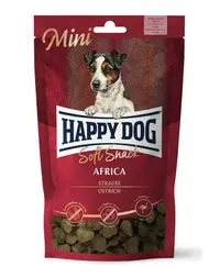 HAPPY DOG Soft Snack Mini Africa, gustari pentru caini, cu strut, 100 g