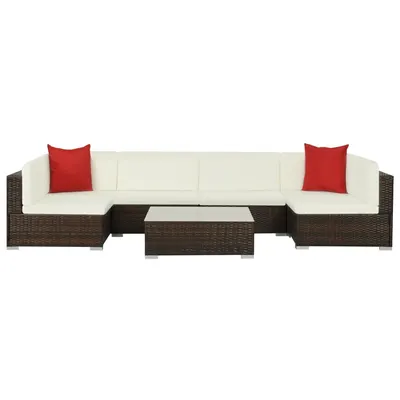 Gossi set mobilier de gradina cu perne, 7 piese, maro, poliratan