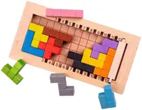 Joc de logică din lemn Bigjigs - Blocuri din lemn