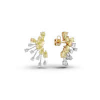 Cercei din aur alb-galben cu diamante galbene si incolore pear de 5.64ct