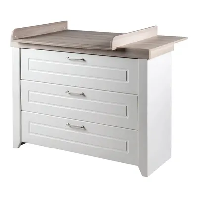 Comodă de copii albă joasă cu aspect de lemn de ulm cu masă de schimbat 120x98 cm Felicia – Roba