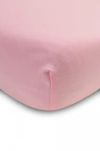 Cearsaf din bumbac Sensillo Jersey Deluxe Roz 120x60 cm cu elastic roata