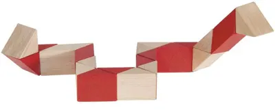 Puzzle logic 3D din lemn Fridolin - Șarpe, natural/roșu