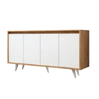 Comoda SHANS, stejar + alb, 140x40x86 cm
