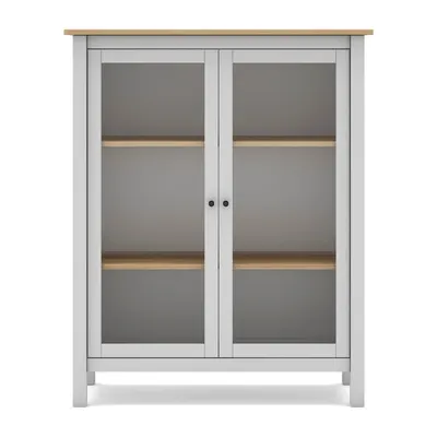 Vitrină alb/natural din lemn de pin 90x110 cm Misti – Marckeric