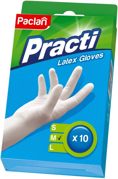Mănuși de uz casnic Paclan - Practi, mărimea M, 10 bucăți, albe