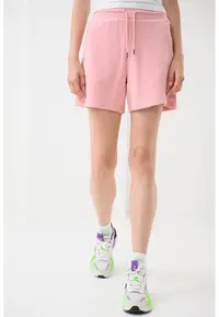 Pantaloni scurti din amestec de bumbac cu talie ajustabila - Alb/Roz pastel