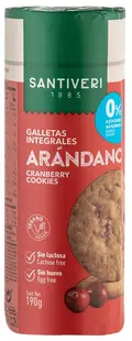 Biscuiți integrali cu merișoare roșii, 190 g, Santiveri