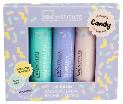 Set balsamuri de buze IDC Institute Candy, 3 bucăți
