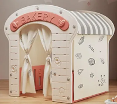 Casuta de joaca pentru copii Nichiduta Garden Pink Bakery, iluminata, constructie robusta, margini rotunjite, dimensiune 115 x 92 x 98 cm